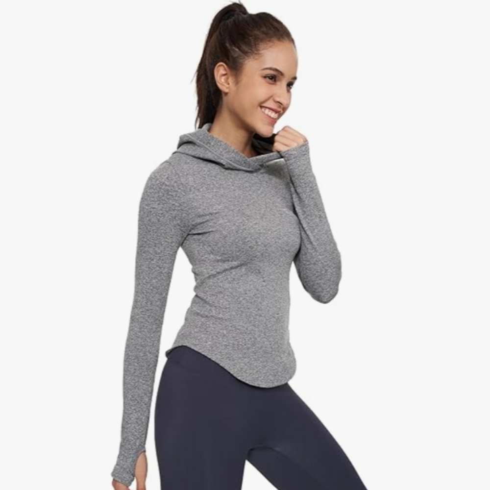 Cozy Gray Athletic Hoodie Long Sleeve